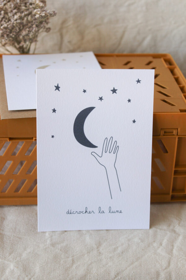 Carte postale décrocher la lune - bleu