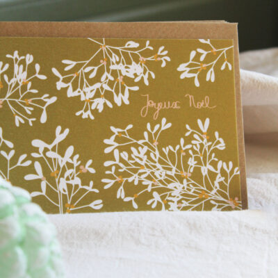 Carte Joyeux Noël Gui vert