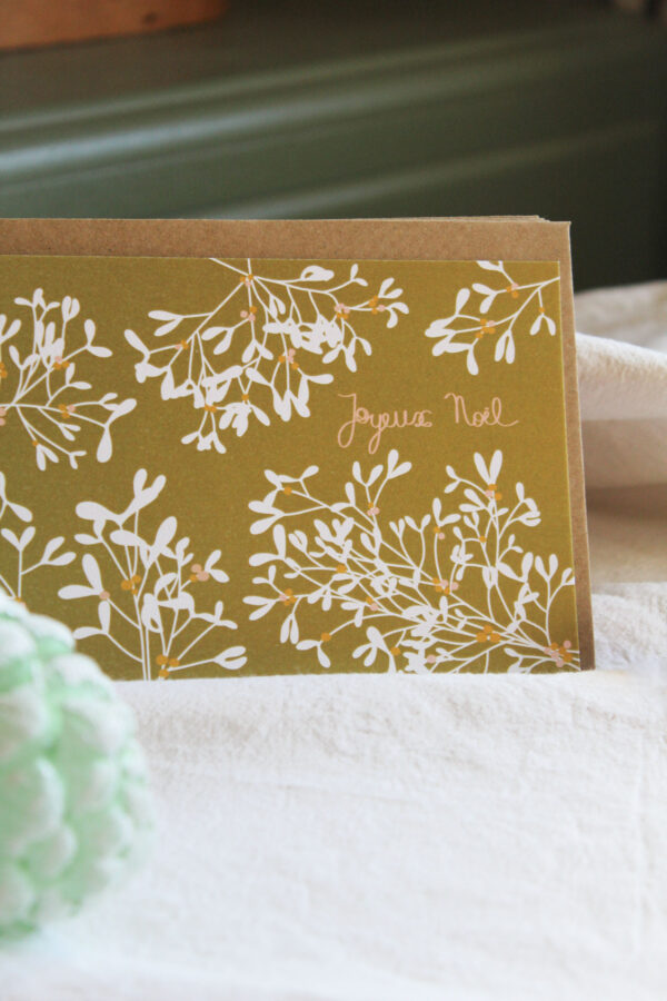 Carte Joyeux Noël Gui vert