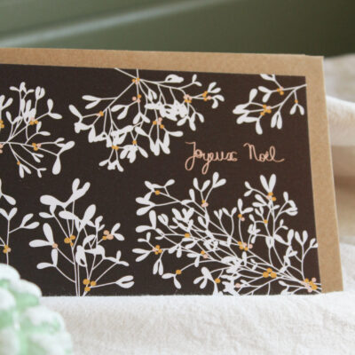 Carte Joyeux Noël Gui marron