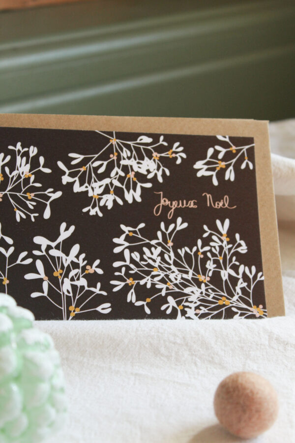Carte Joyeux Noël Gui marron