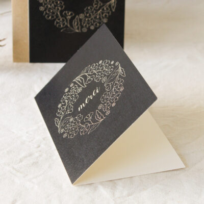 Carte postale Merci couronne - à volet (collection noir-beige)