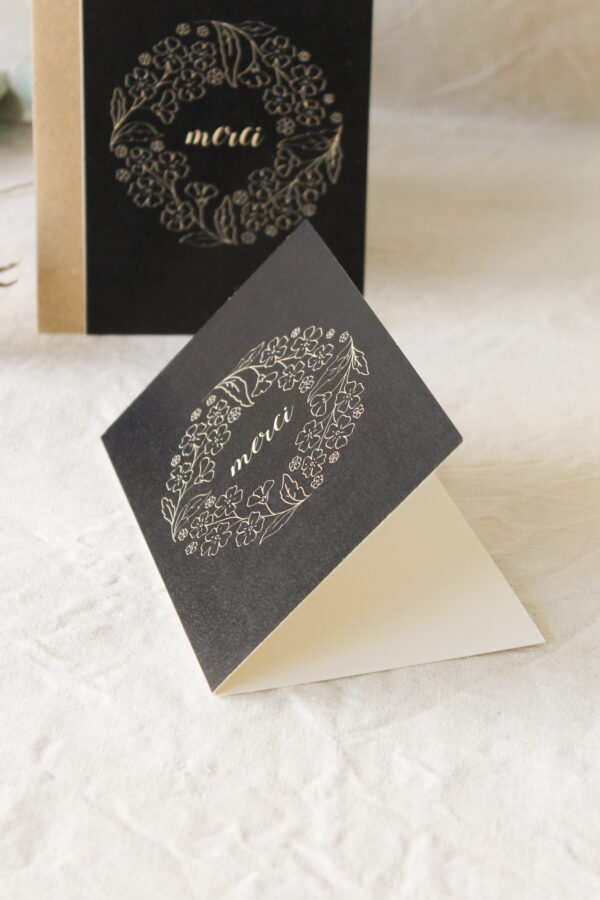 Carte postale Merci couronne - à volet (collection noir-beige)