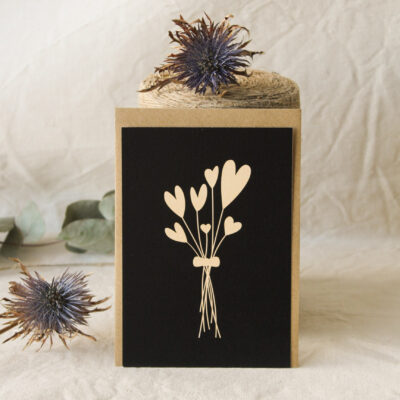 Carte Bouquet de coeurs (Collection Noir-Beige)