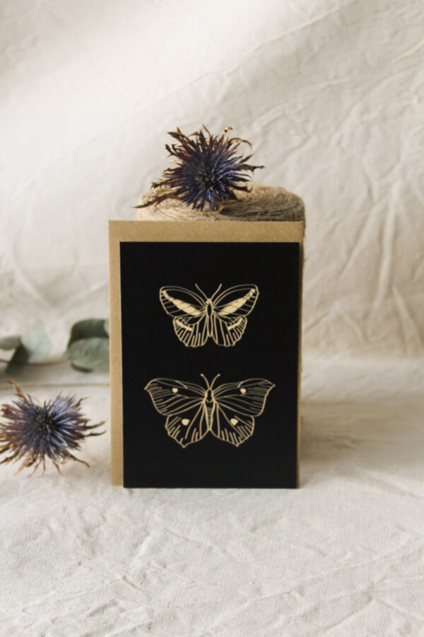Carte Deux papillons (Collection Noir-Beige)