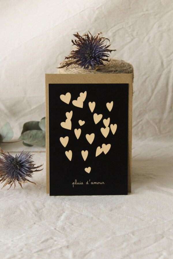 Carte Pluie d'amour (Collection noir-beige)