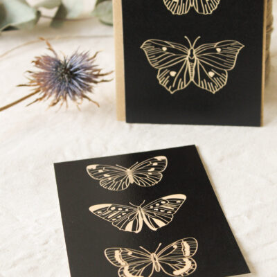 Carte Trois papillons (Collection Noir-Beige)