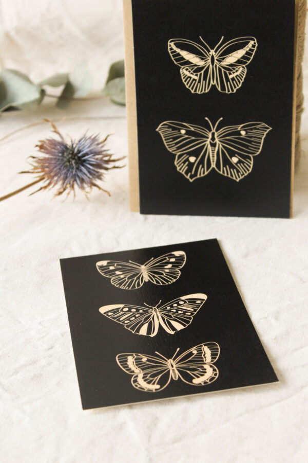 Carte Trois papillons (Collection Noir-Beige)