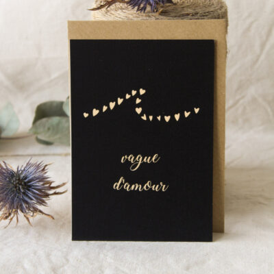 Carte Vague d'amour (Collection noir-beige)