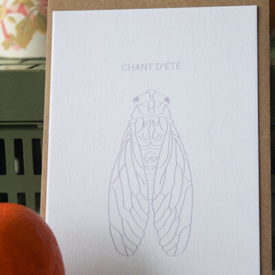 Carte Cigale chant d'été mauve