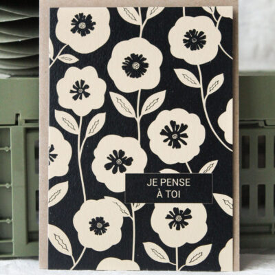 Carte Je pense à toi (Collection noir-beige)