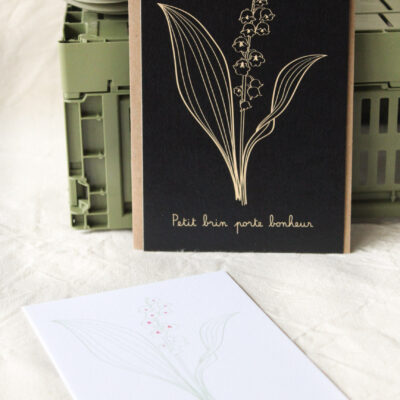 Carte Muguet porte bonheur (Collection noir-beige)