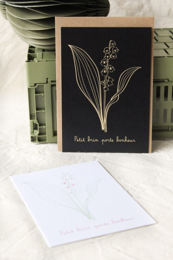 Carte Muguet porte bonheur (Collection noir-beige)