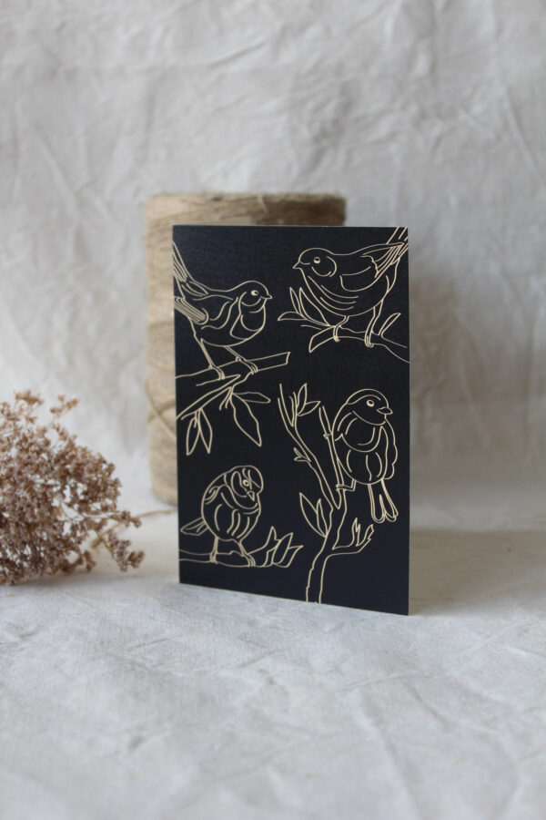 Carte postale Les oiseaux - à volet (collection noir-beige)