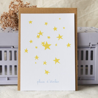 Carte postale pluie d'etoiles - bleu