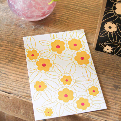 Carte Les fleurs jaunes et roses